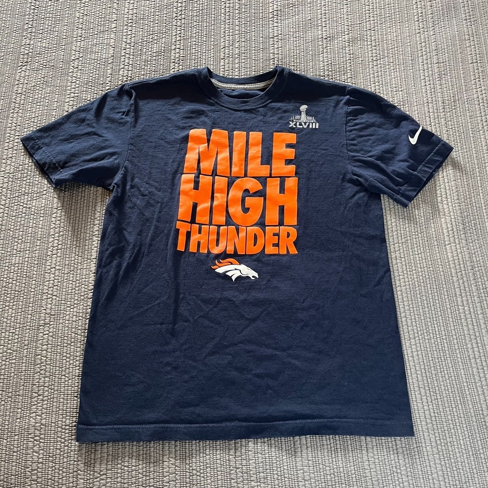 Nike NFL Denver‎ Broncos Mile High Thunder Super Bowl Men's T-Shirt Navy, Medium
